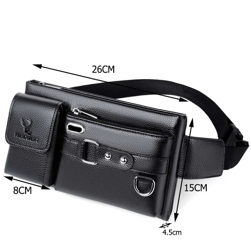 Waist Packs Men Top PU Fanny Bag for Phone Pouch Messenger Bags Fanny Pack