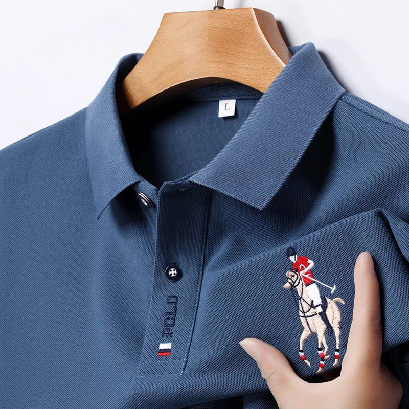 Men's Embroidered Casual Fashion Short Sleeved POLO Shirt Summer Comfortable Top