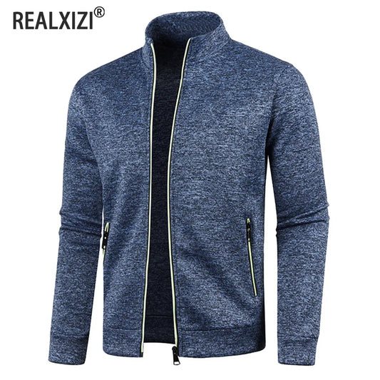 Men Zipper Jackets Standing Collar Sweatshirt Outdoor Streetwear Casual Coat Long Sleeve Coats Men's Clothing M-4XL - Hiron Store