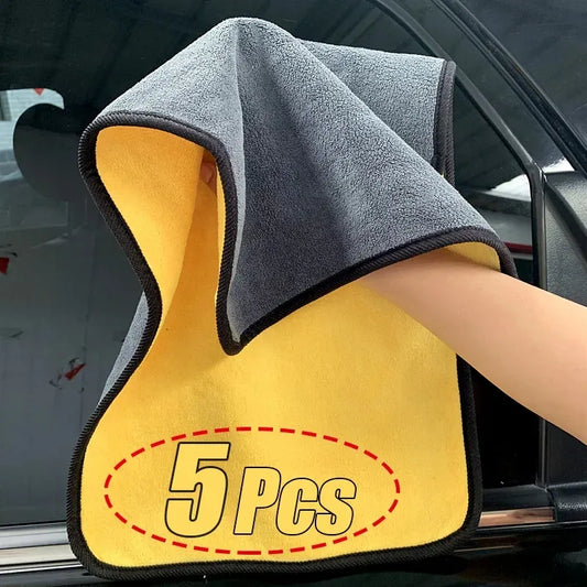 1/3/5Pcs Microfiber Cleaning Towel Car Cleaning Cloths Professional Detailing Car Drying Microfiber Towel Wash Towel Accessories - Hiron Store