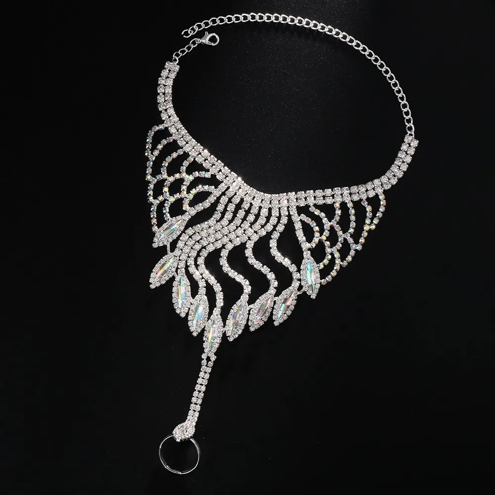 Bracelet Tassel Hand Decoration Crystal Finger Ring Sexy Ladies Party Jewellery