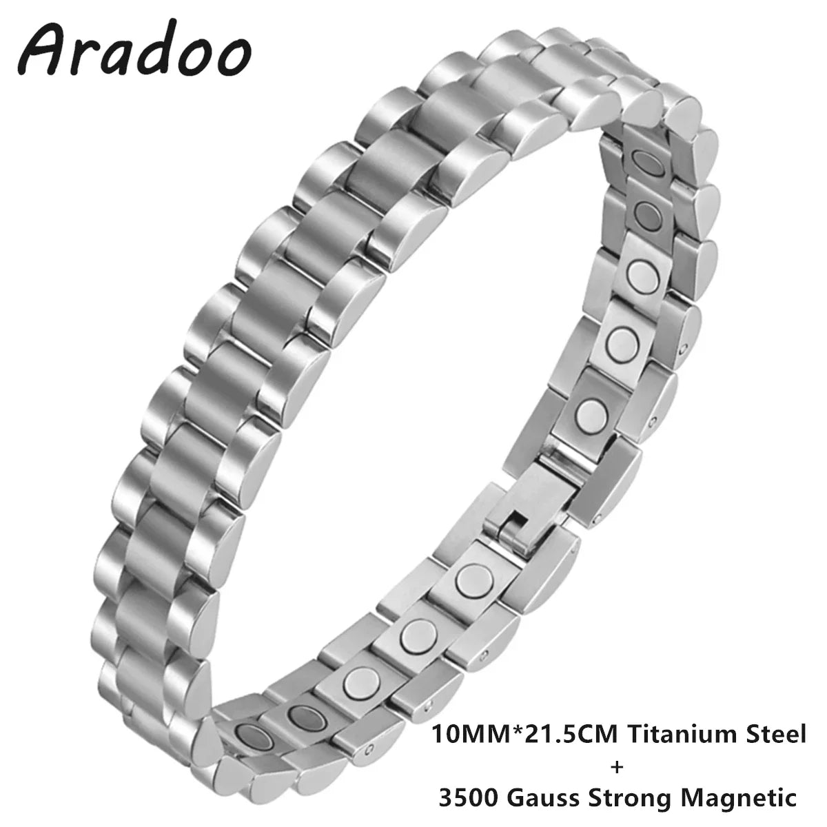 Titanium Steel Bracelet Stainless Steel Hematite Magnetic Link Bracelet for Men Women with Adjustable Tool