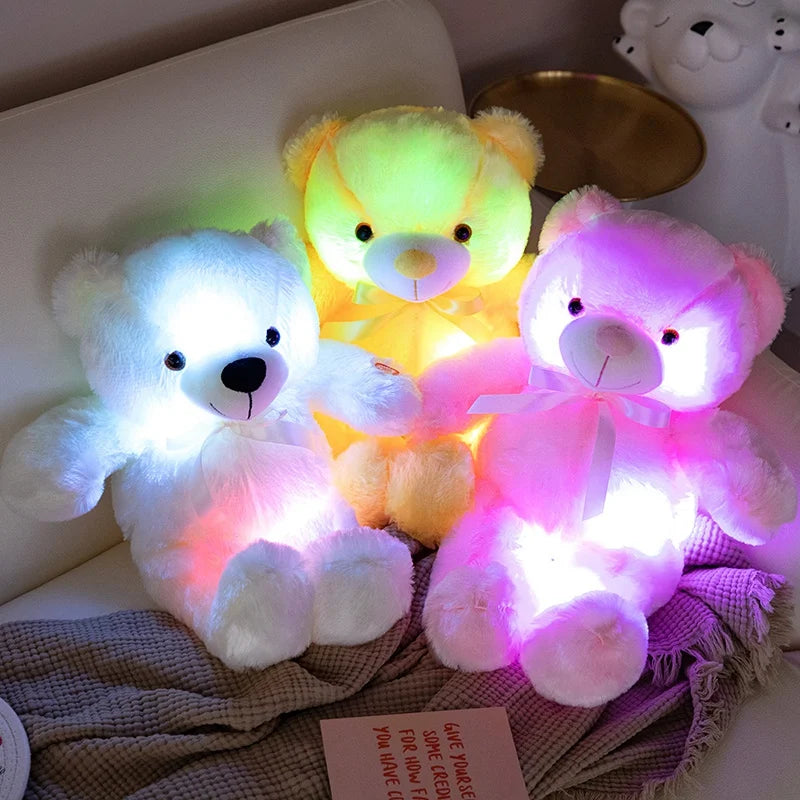 Colorful Glowing Bear Plush Toy Luminous Creative Light Up LED Teddy Bear Xmas Gift Kids