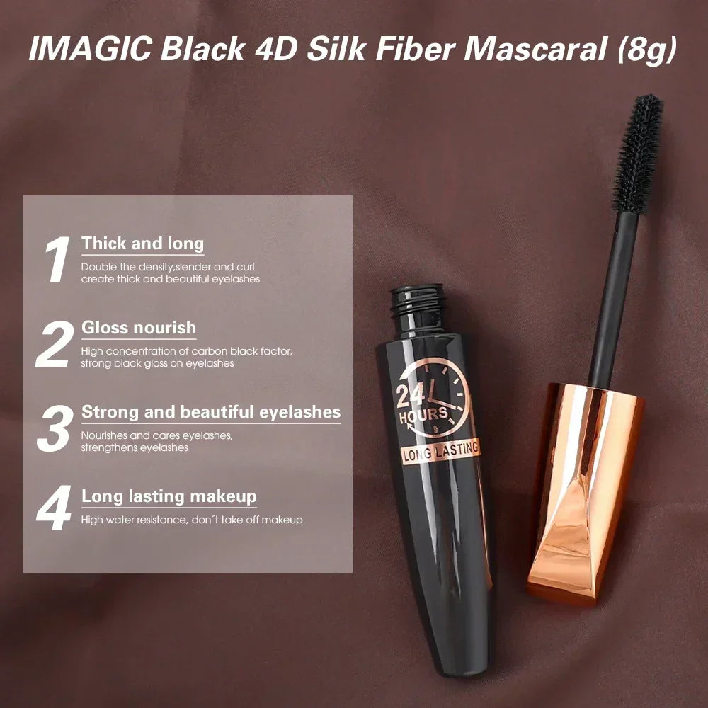 5D Waterproof Mascara Lengthens Eyelashes Extension Black Silk Fibber Mascara Female Makeup Cosmetic Waterproof Mascara