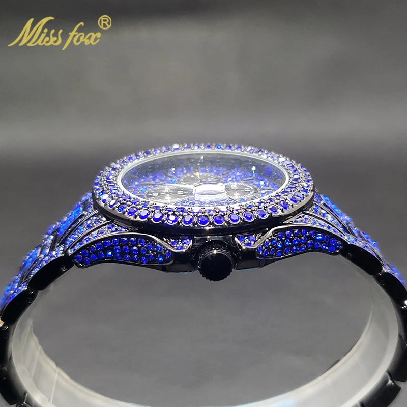 Blue iced out watch deals