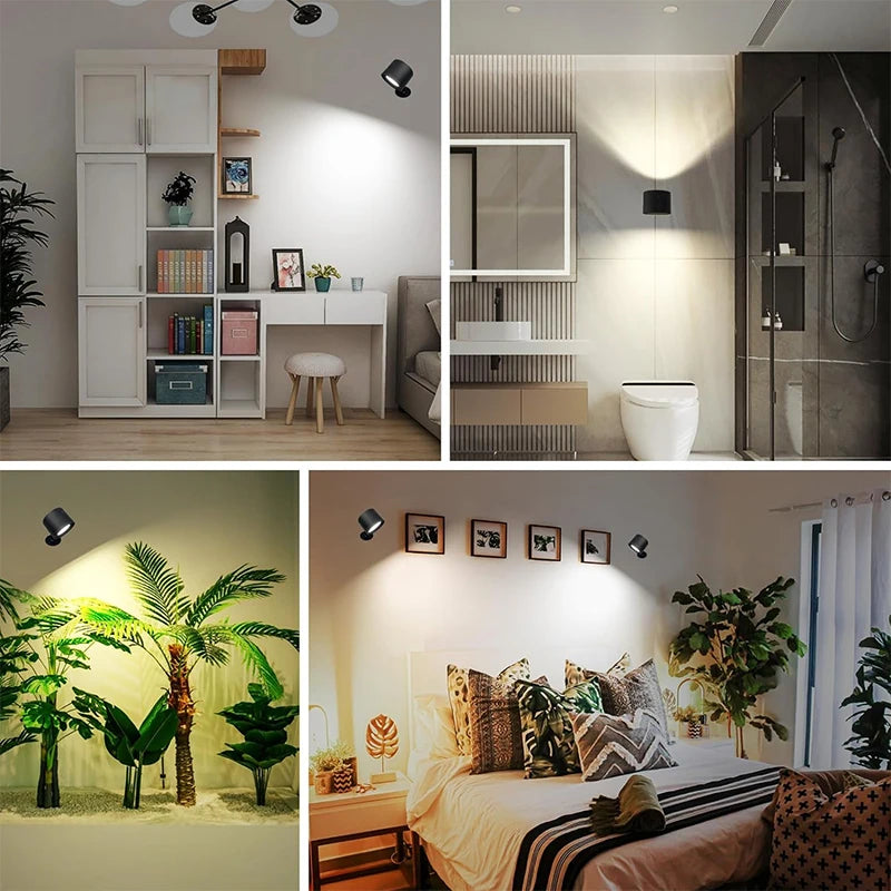 Led Double Head Wall Lamp Touch Control Remote 360 Rotatable USB Recharge Wireless Portable Night Light