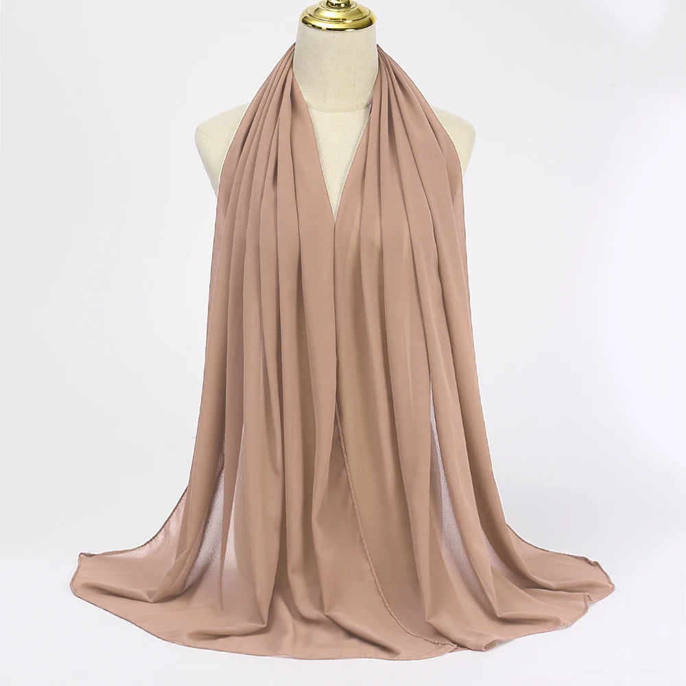Muslim Chiffon hijab Scarf Long Solid Color Head Wrap Women's Hijabs & Scarves Jersey Hijab Veil