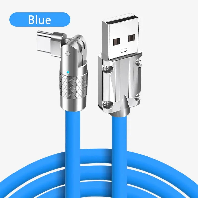 Type C Data Line 120w Fast Charging 6A 180 Rotating Ultra Fast Charging Line For Huawei Samsung Millet Bold Lengthened Silicone - Hiron Store
