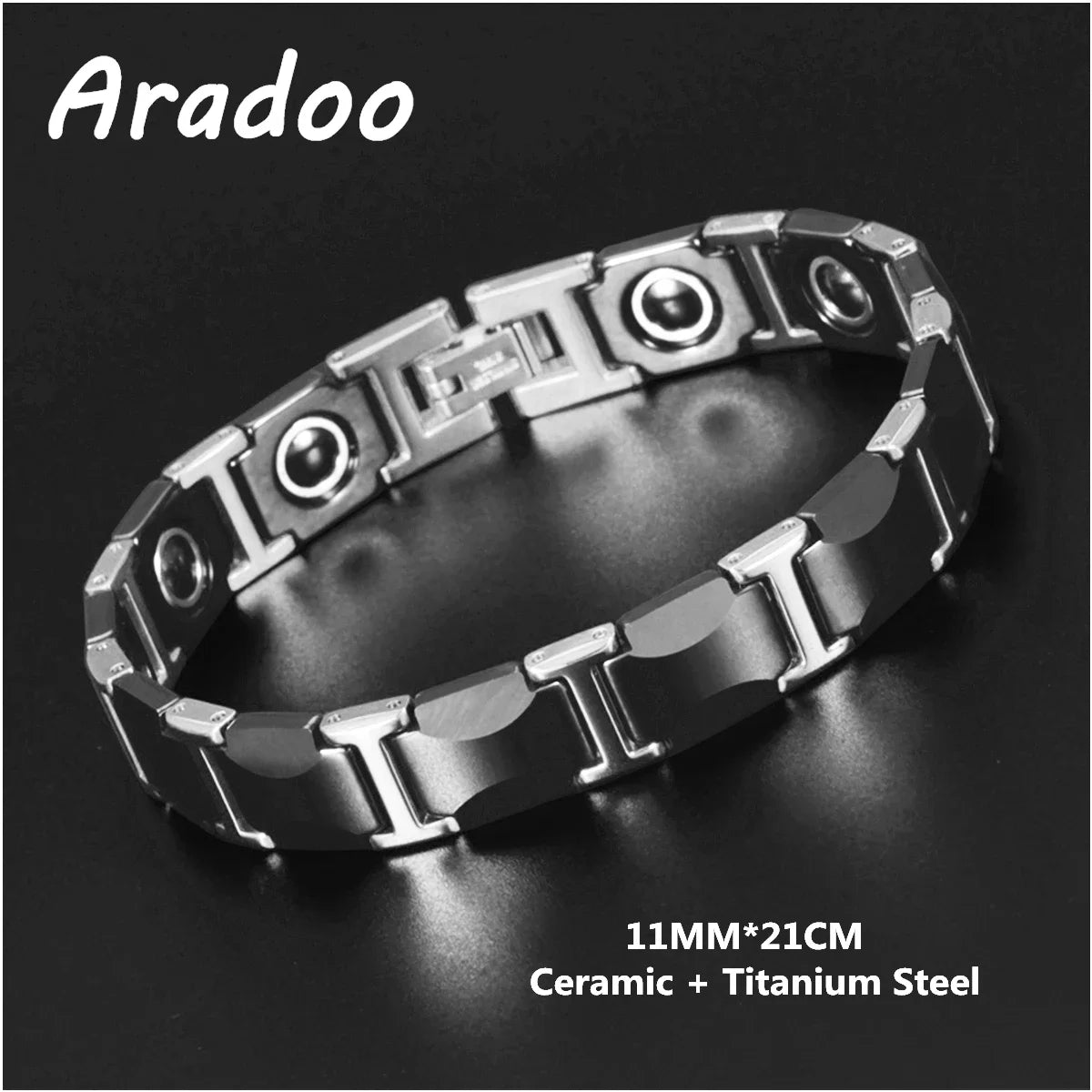 Ceramic Titanium Steel Bracelet Hematite Magnetic Stainless Steel Adjustable Bracelets - Hiron Store