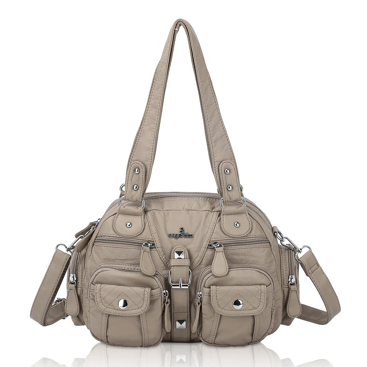 Angelkiss Women Handbags Satchel, Top-handle Handbag PU Shoulder Bag, Dumpling Pack Phone Money Bag