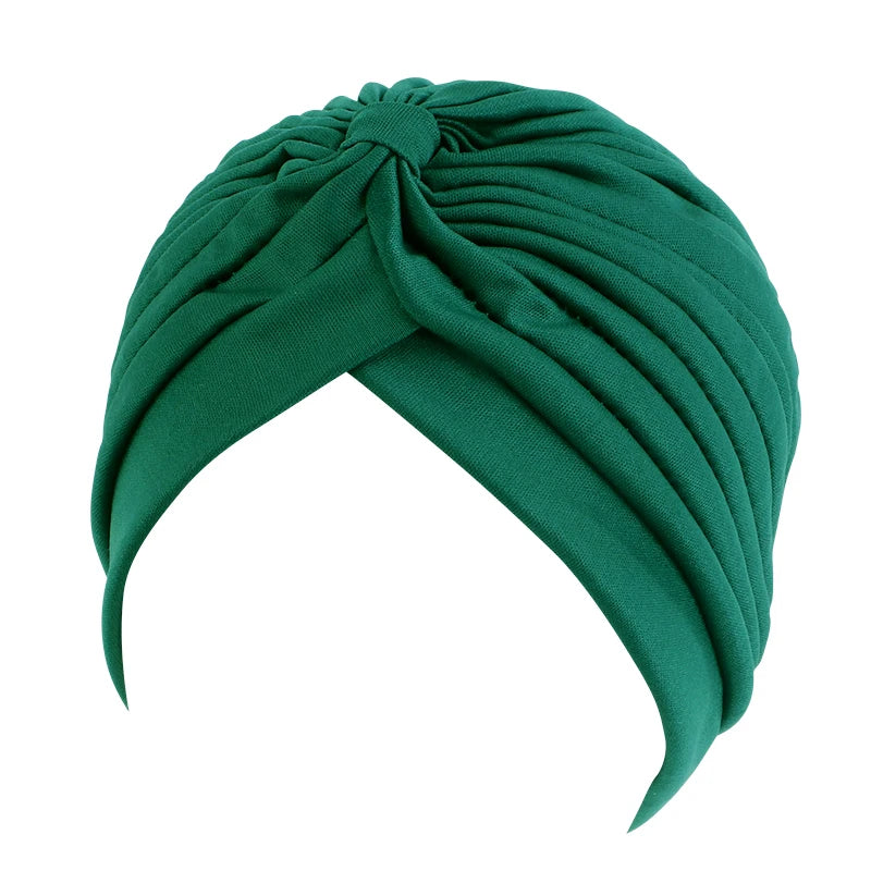 New Flower Decoration Turban, Solid Color Women's Head Wrap, Fashion Headwear, Bandana Cap