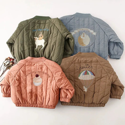 Baby Girl Jackets Winter Autumn Long Sleeve Embroidery Fleece Cotton Kids Coats