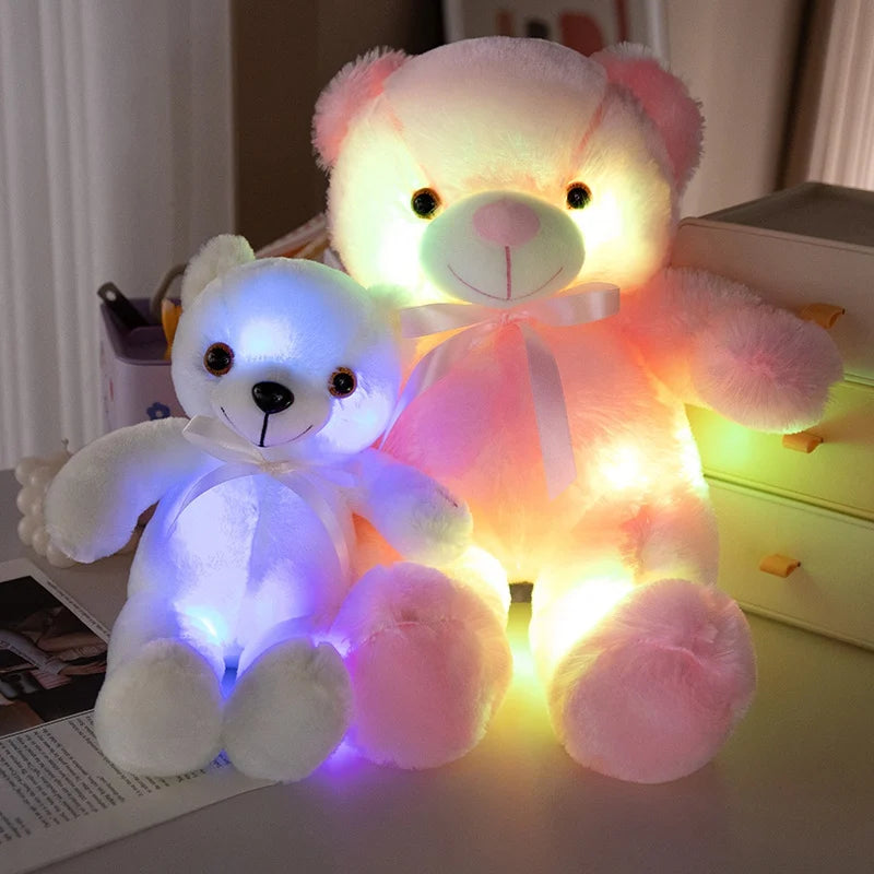 Colorful Glowing Bear Plush Toy Luminous Creative Light Up LED Teddy Bear Xmas Gift Kids