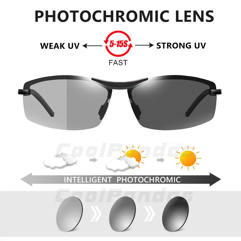 CoolPandas New Classic Photochromic, Polarized Sunglasses, Chameleon Anti-glare Driving Eyewear, UV400 for Man & Woman