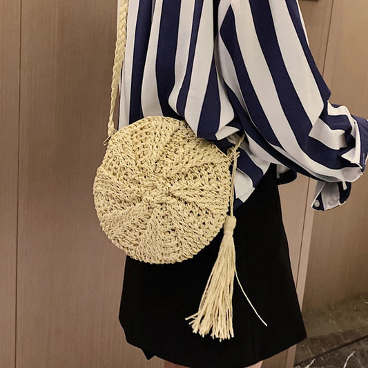 Summer Straw Shoulder Bags Handmade Crossbody Bags Female Rattan Woven Clutch Handbag Purse