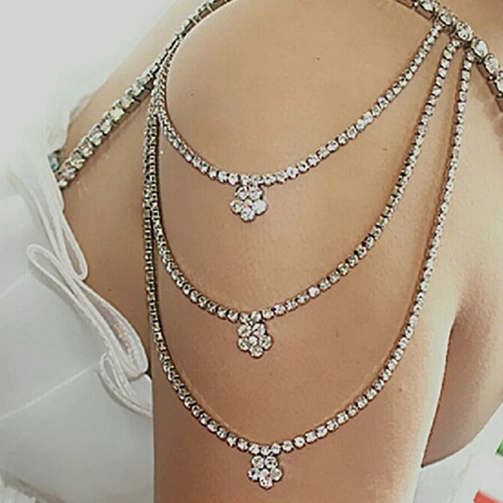 Shoulder Strap Luxury Chain Rhinestone Crystal Bra Shoulder Lingerie Accessories