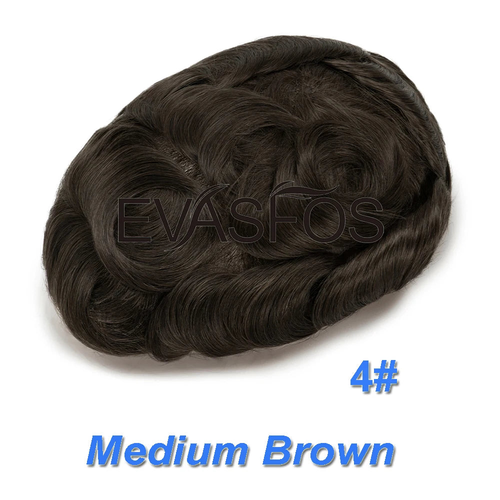 Natural Hairline Bleached Knots French Lace Front Men's Toupee, Poly Skin Hairpieces, Hair Replacement Systems, Various Color
