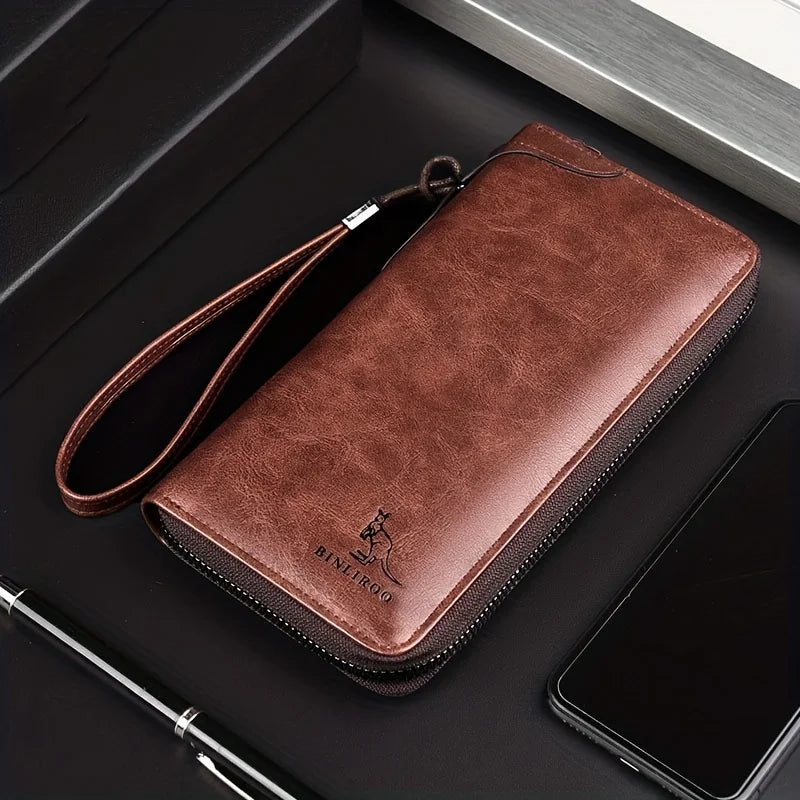 Long Zipper Wallet High Quality Pu Leather Wallet For Men RFID Blocking Business Bag