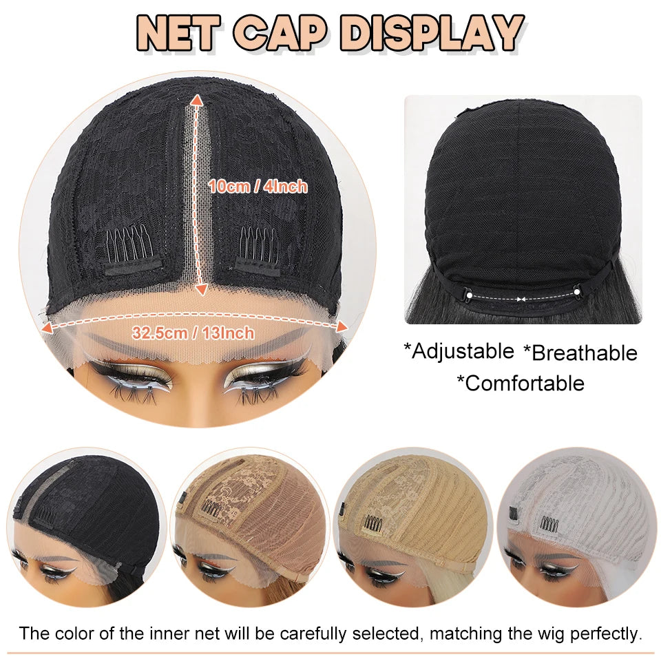 40Inch Straight Lace Front Wig Synthetic T-Part 13x4x1 Heat-resistant Fiber Ombre Ginger Copper Lace Frontal Wigs