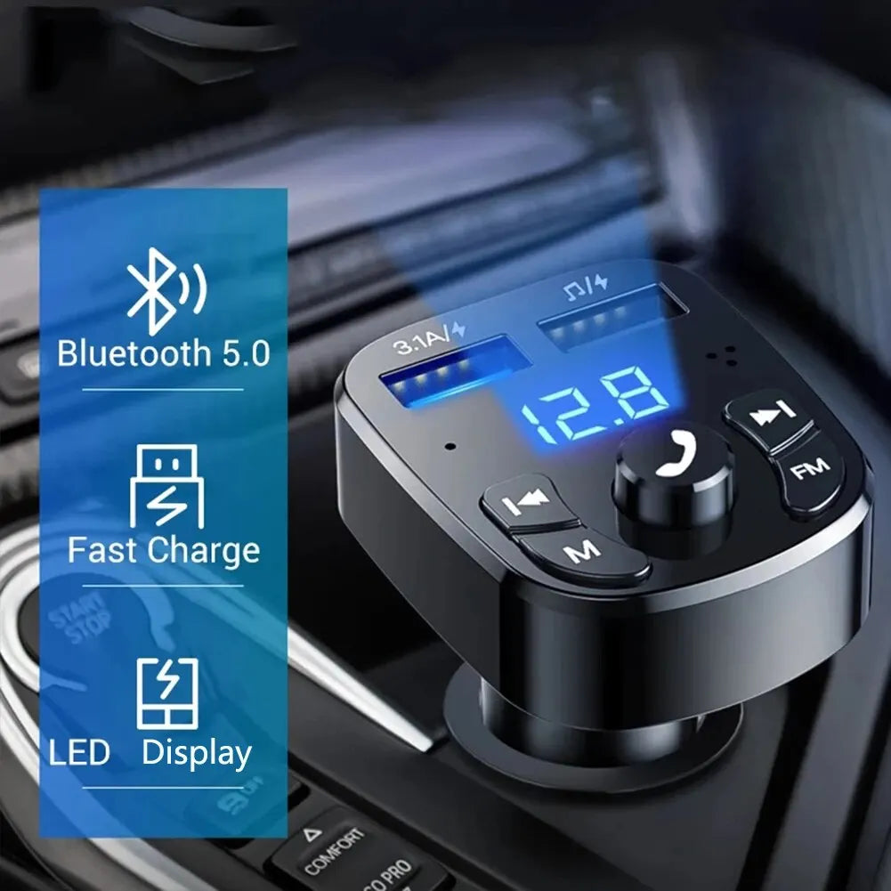 Car Mp3 Player Dual Usb Fast Charger Fm Bluetooth Receiver Bluetooth Compatible 5.0 Fm Transmitter Usb Flash Drive Plug Car Kit - Hiron Store