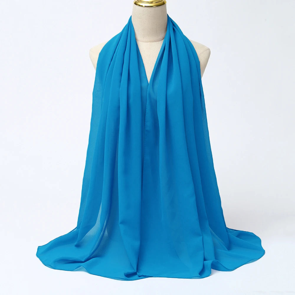 Muslim Chiffon hijab Scarf Long Solid Color Head Wrap Women's Hijabs & Scarves Jersey Hijab Veil