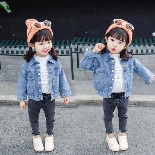 Baby Girls Denim Jacket Kids Jean Coat For Little Princess Children Clothing 1-10 Years