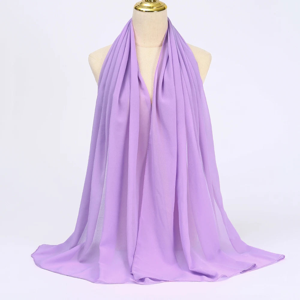 Muslim Chiffon hijab Scarf Long Solid Color Head Wrap Women's Hijabs & Scarves Jersey Hijab Veil