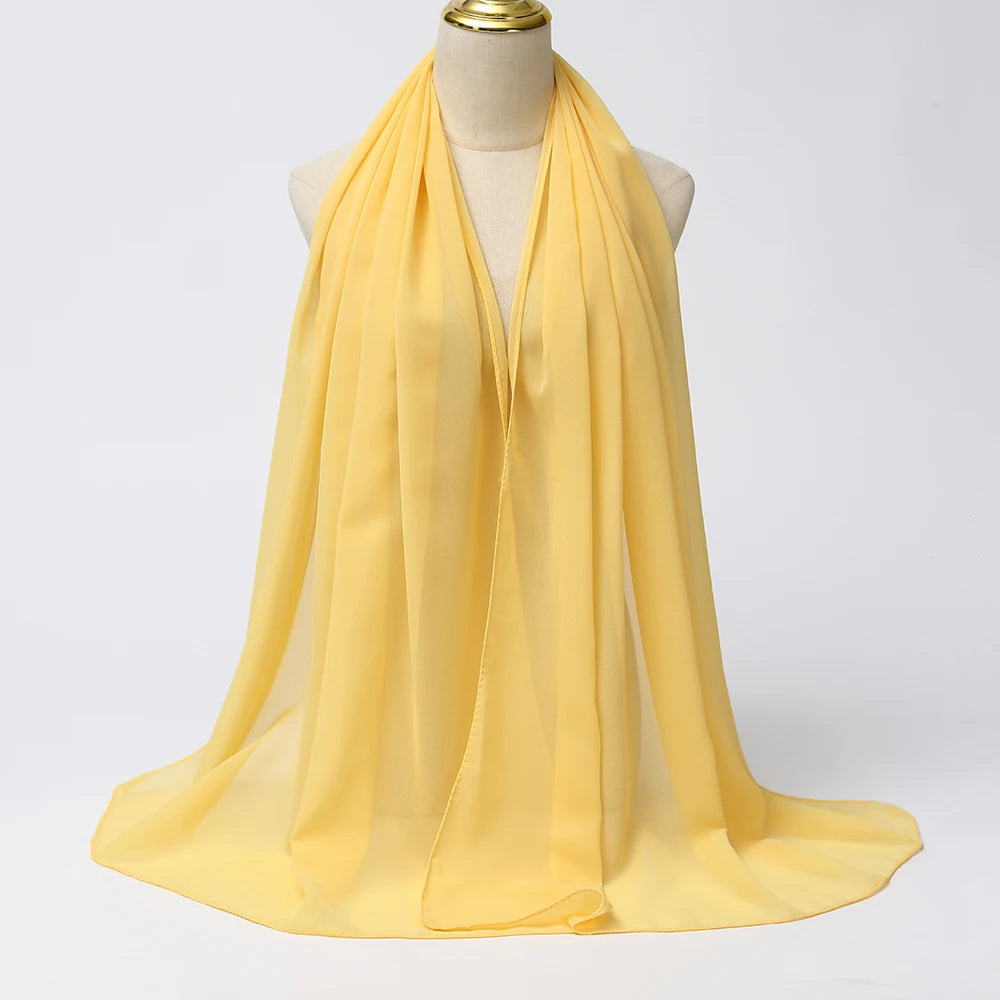 Muslim Chiffon hijab Scarf Long Solid Color Head Wrap Women's Hijabs & Scarves Jersey Hijab Veil