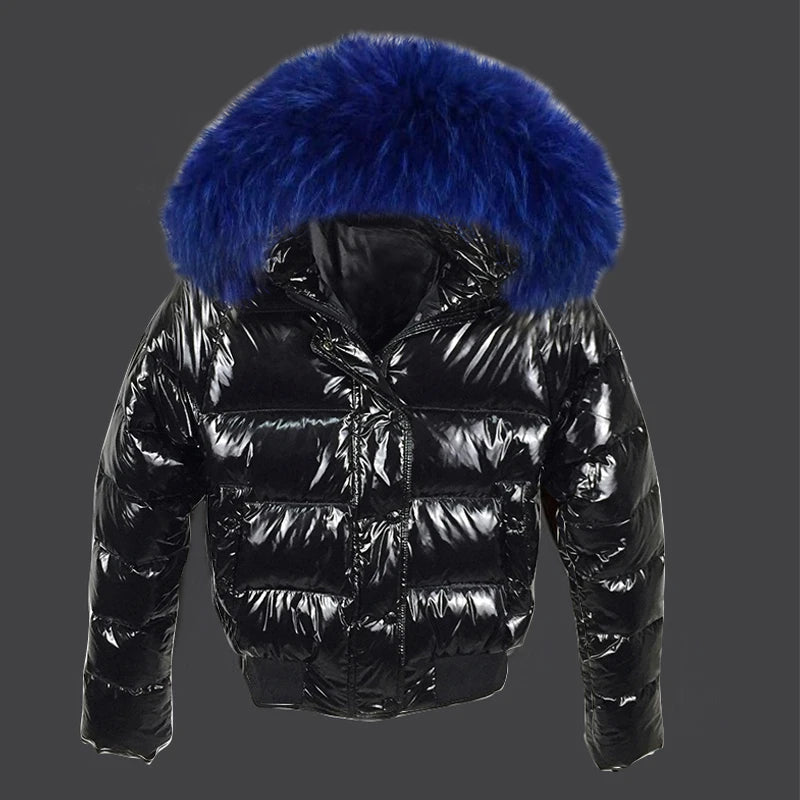 Fake Fur Coat Waterproof, Autumn Winter  Glossy, Female Outerwear Fashion  Black Short Coats, Women's Jacket