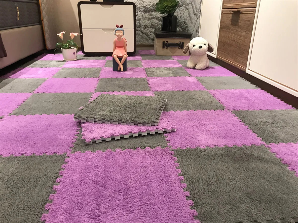Soft Plush Children's Mat Baby Play Mat  Eva Foam Puzzle Carpet for  Children's Room Keep Warm Playmat 30*30*1CM