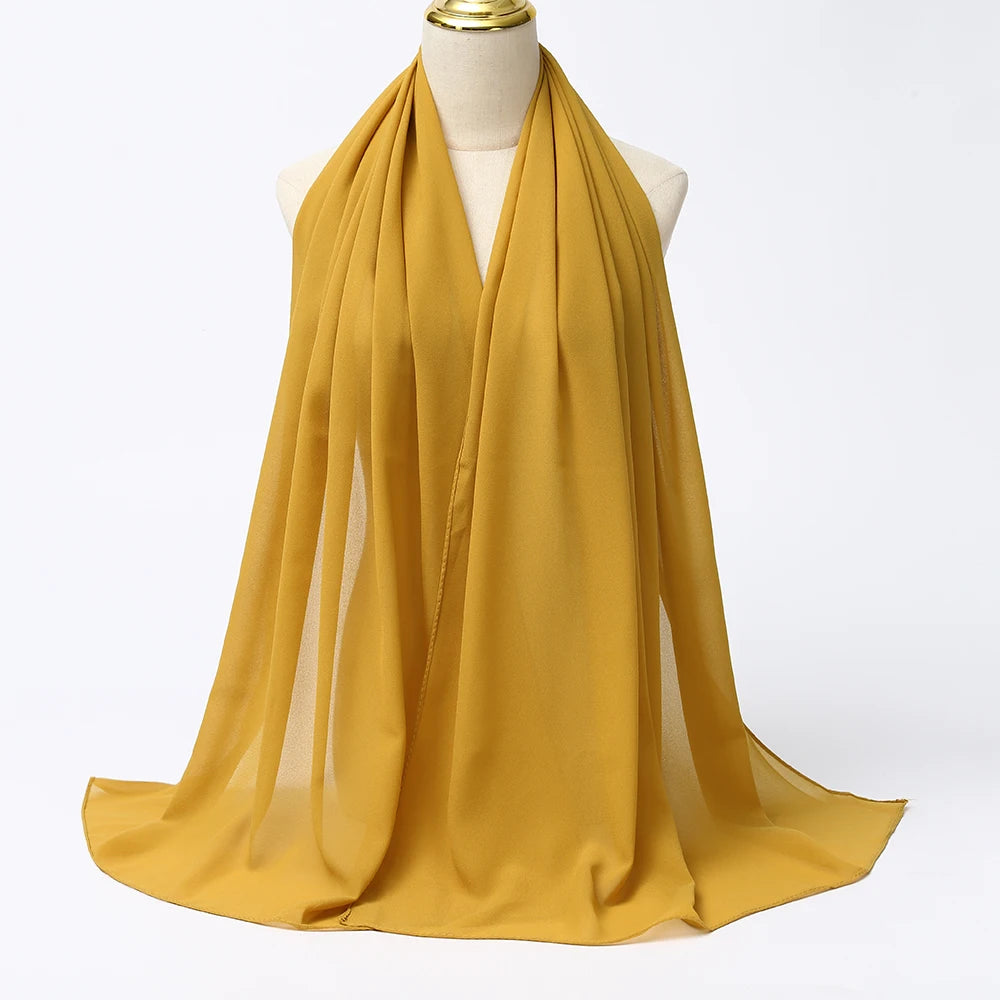 Muslim Chiffon hijab Scarf Long Solid Color Head Wrap Women's Hijabs & Scarves Jersey Hijab Veil