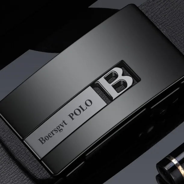 Paul's Personalized Genuine   Men's Leather Belt, with Automatic Buckle Men's Pants  Belt, Waist Belt No Tooth Automatic Buckle