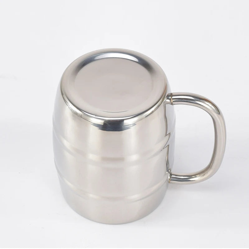 Double Stainless Steel Beer Cup Outdoor Camping Western Coffee Cup With Handle Insulated Portable Water Cup Mugs