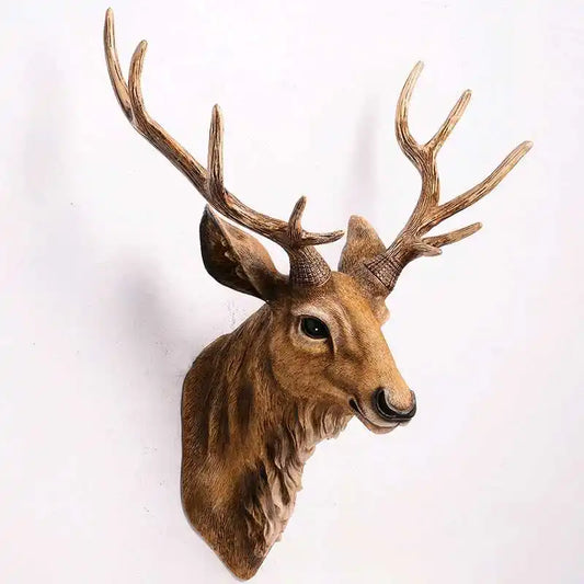 Faux Deer Head 17 inch Faux Animal Head Wall Décor Handmade Farmhouse Wall Decor