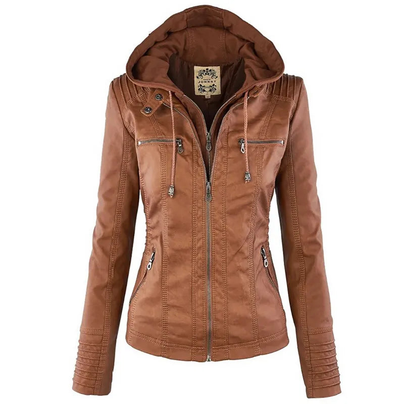 Winter Faux Leather Jacket Women Coats Ladies Basic Jackets Waterproof Windproof Coat