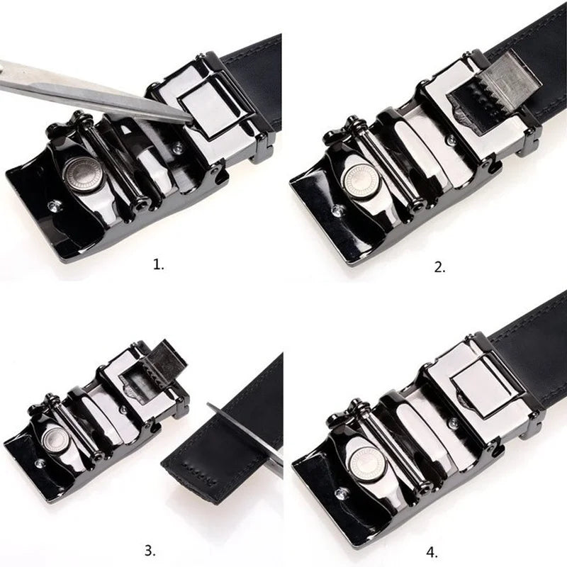 Men Automatic Buckle Dragon Leather Belts for Men Luxury Black Strap Waistband