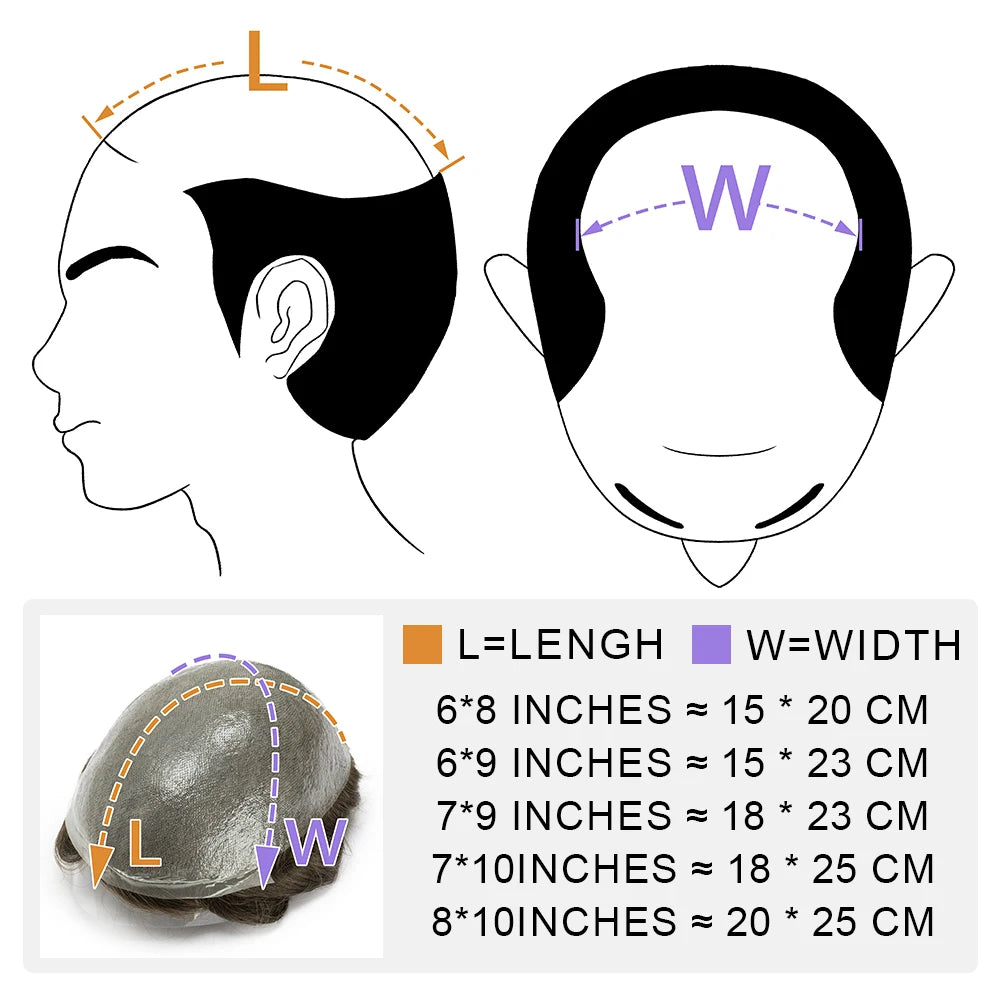 Natural Hairline Bleached Knots French Lace Front Men's Toupee, Poly Skin Hairpieces, Hair Replacement Systems, Various Color