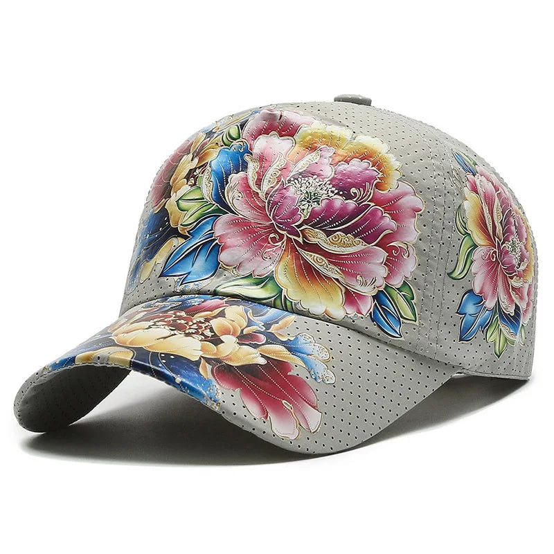 Spring/Summer Quick Drying Baseball Cap Men's & Women's Outdoor Beach Camping Sun Hat Printed Chinese Style Flower Sun Hat