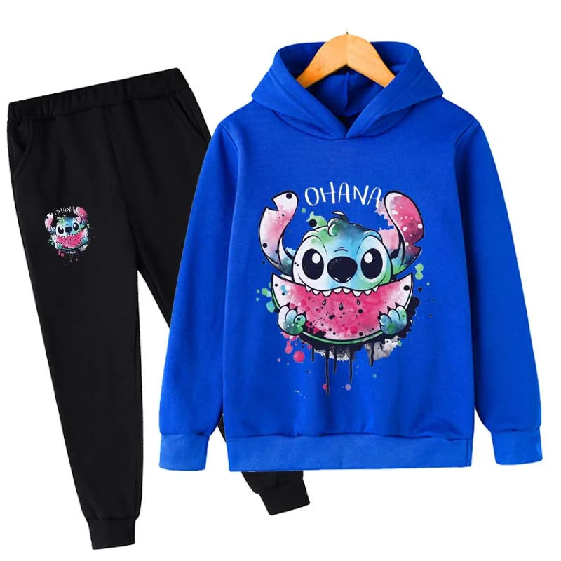 Stitch Clothing Sets Children 1-16 Years Suit Boys Tracksuits Kids Hoodies Tops +Pants 2pcs Set