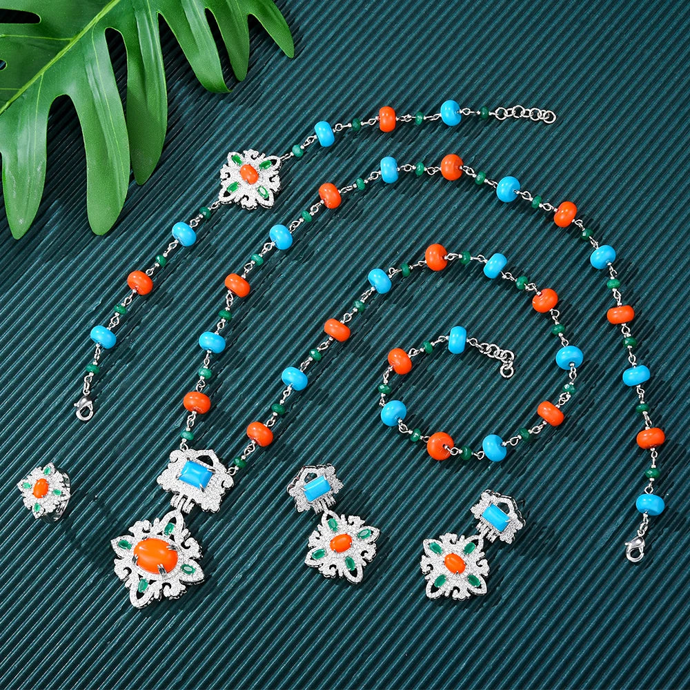 Dubai Bridal Jewelry Set For Women Wedding Party Nigerian African Necklace Earring Set