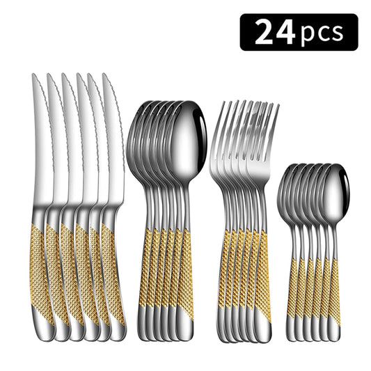 Stainless steel tableware star steak knife and fork dessert fork spoon family suits