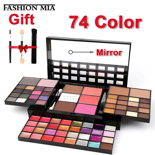 74 Color Beginner Makeup Set Box Makeup Kits For Women Combination Kit Eyeshadow Lipstick Lip Gloss Kits Blush Foundation Makeup - Hiron Store