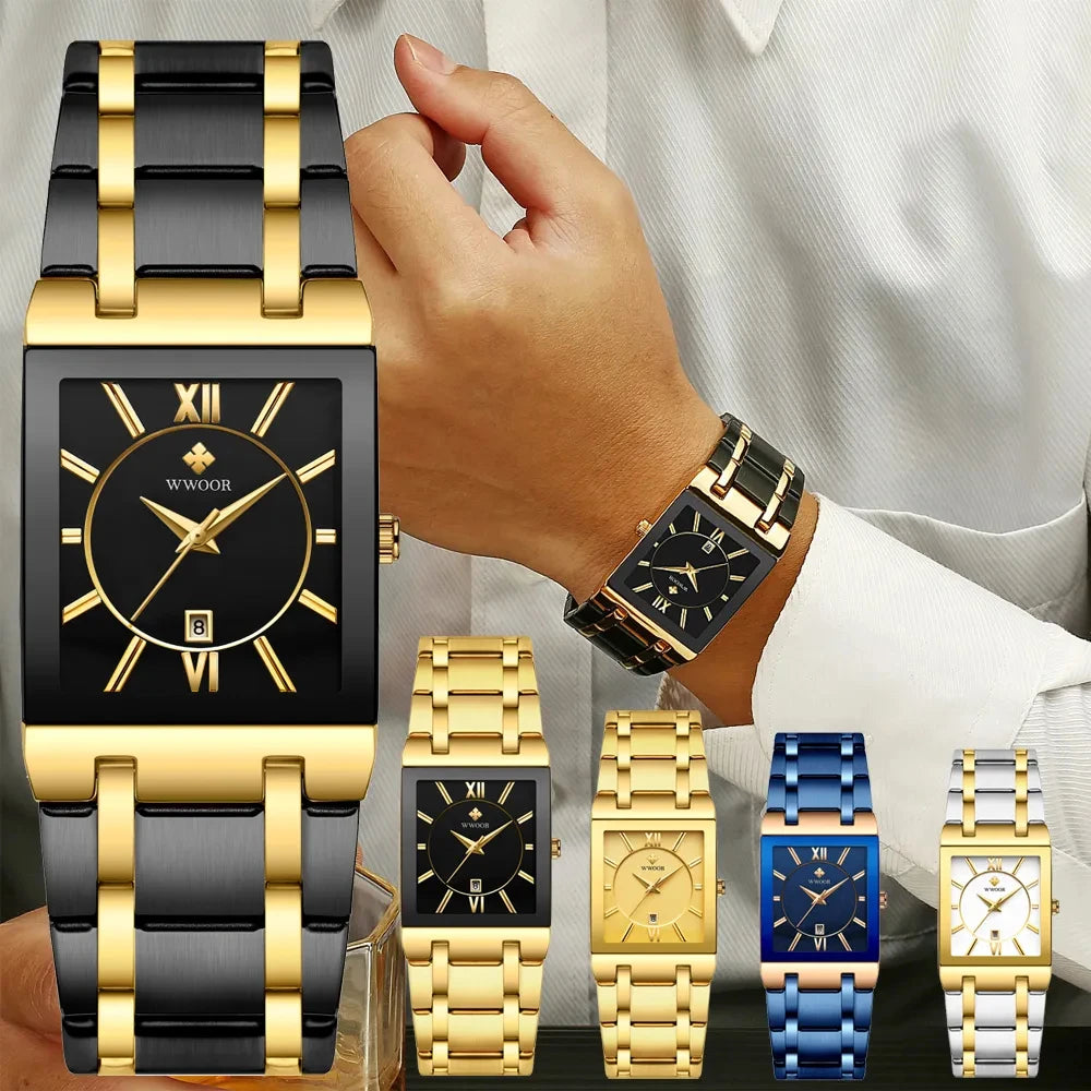 Men's Watches Luxury Wrist Watch Quartz Square Waterproof Clock