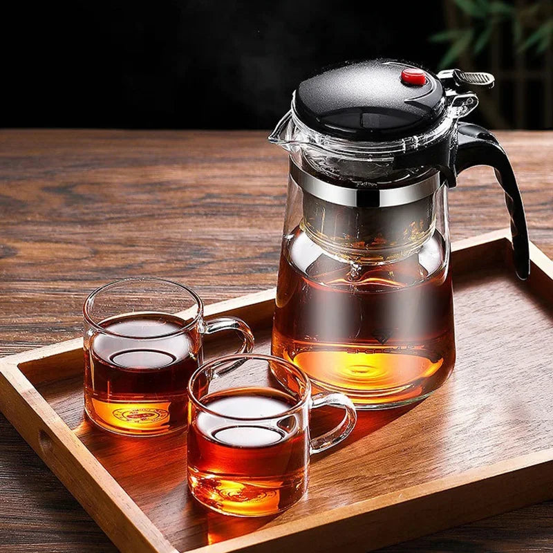 Heat Resistant Glass Teapot One-click filtering Tea Pot Tea Water Separation Filter Tea Maker Coffee Pot Set