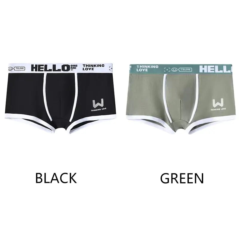 Men Boxer Shorts Panties Cotton Underwear Black Green XL 2XL 3XL Letter Belt Breathable Soft Fashion Sports - Hiron Store