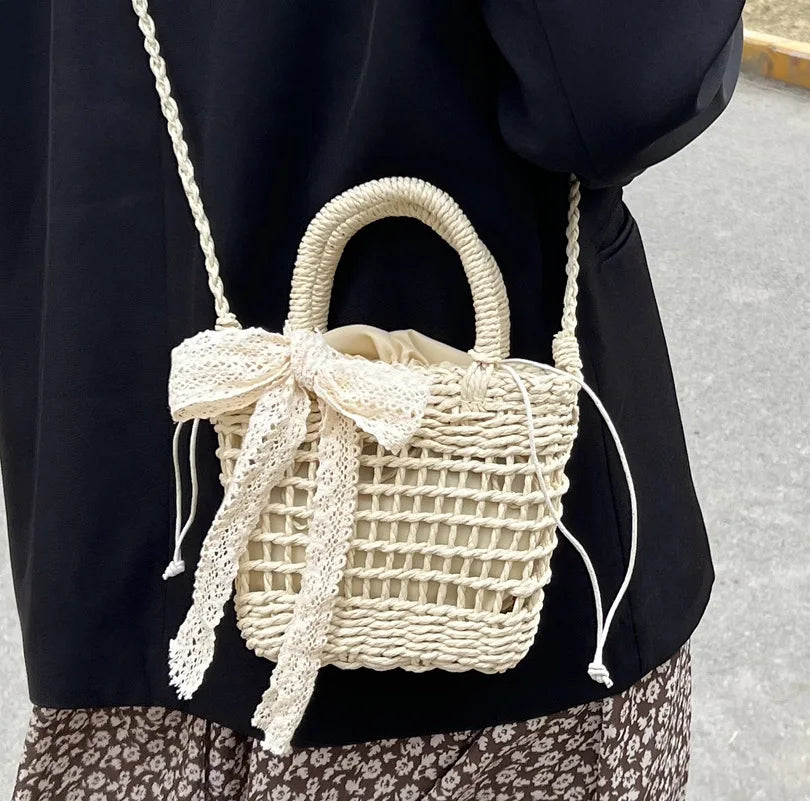 Female Bohemian Beach Travel Crossbody Bags Small Female Basket Handbag Purse Bolsa