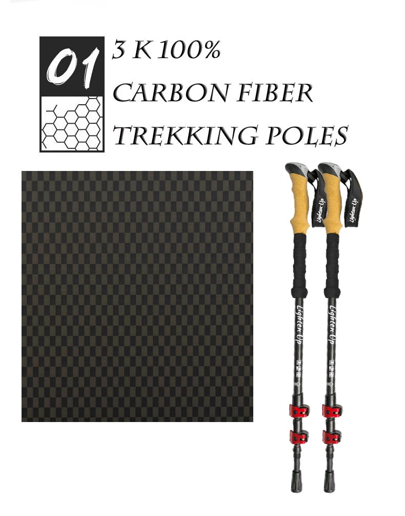 2Pcs Trekking Poles Ultra-light Telescopic Folding Poles  Staffs Aluminum/Carbon Cork Auxiliary Walking Sticks