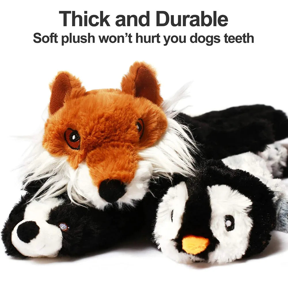 Funny Simulated Animal No Stuffing Dog Toy with Squeakers Durable Stuffingless Plush Squeaky Dog Chew Toy Crinkle Pet Squeak Toy - Hiron Store