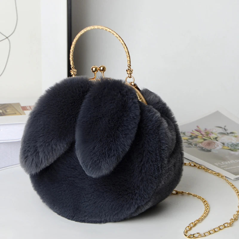 Cute Plush Rabbit Crossbody Bags for Women Korean Version Cute Purses and Handbags Girls New Rabbit Ear Shoulder Messenger Bag - Hiron Store