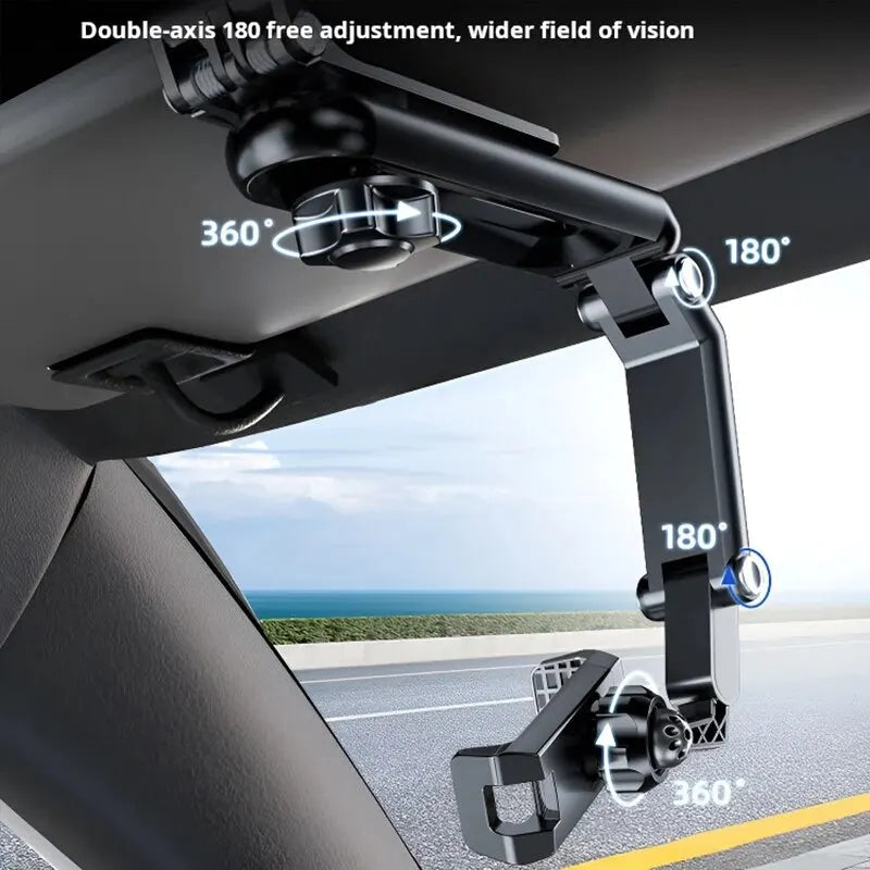 Car Sun Visor Mobile Phone Holder Multifunction Rotatable 1080 ° Retractable Applicable To All Mobile Phones - Hiron Store